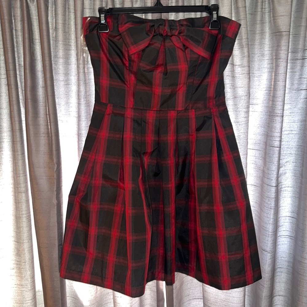 Retro Doll Plaid A-Line Strapless Dress